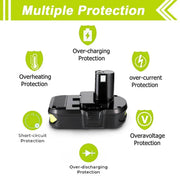 4 Packs For Ryobi 18V P102 P104 Battery Replacement | 3.0Ah Li-Ion Battery - Triple-Batteries