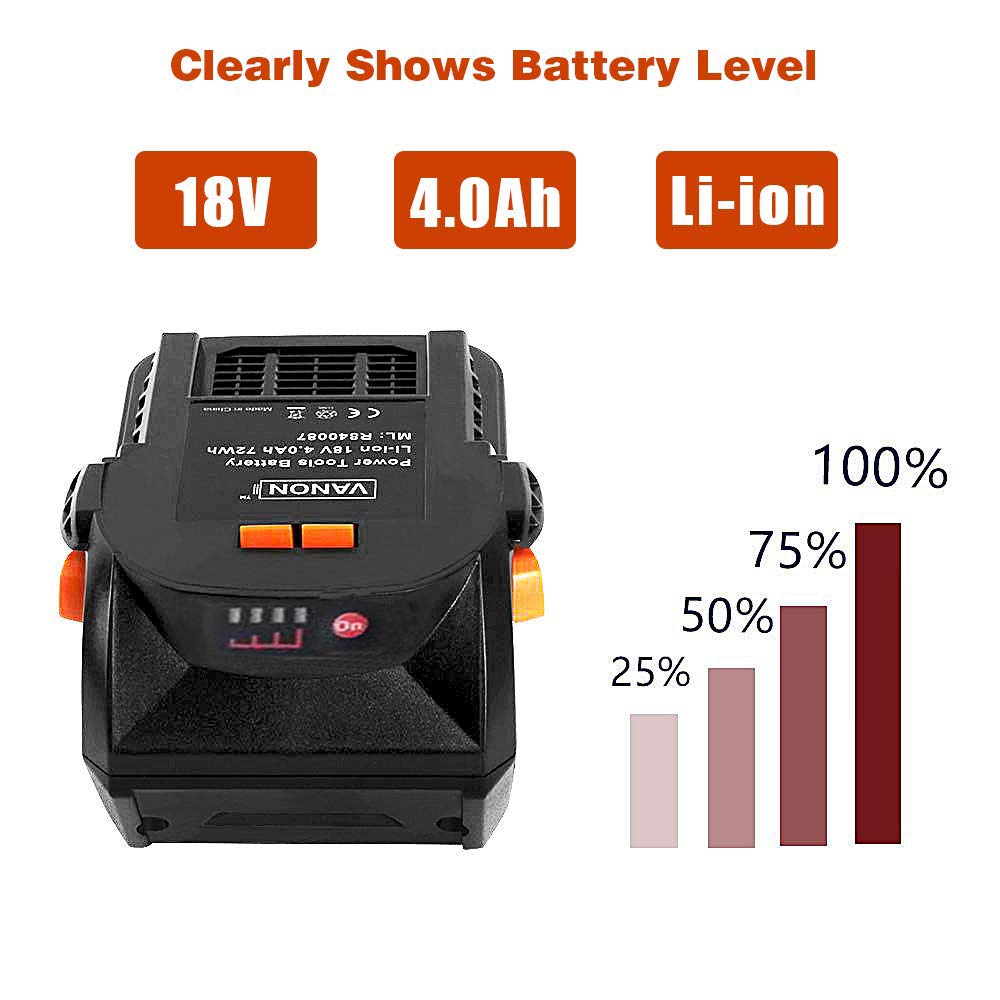 18v 4.0Ah Lithium Ion Replacement Battery for RIDGID R840083 R840087 AC840085 R840086 R840084 RIDGID 18V Battery | detail