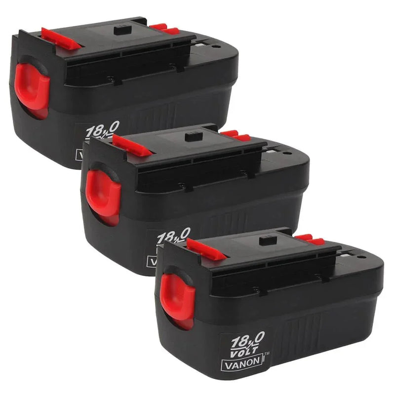 For Black and Decker 18V Firestorm Battery Replacement | 4.8Ah Ni-Mh HPB18 Battery 3 Pack - Triple-Batteries