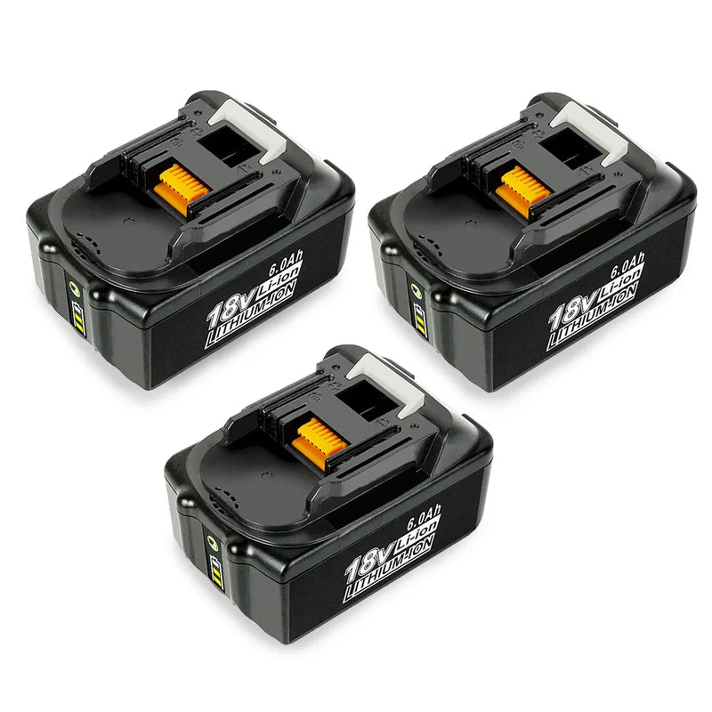 For Makita 18V Battery Replacement With LED Indicator | BL1860B BL1840 BL1850 BL1830 18V 6.0Ah Li-ion Battery 3 Pack - Triple-Batteries