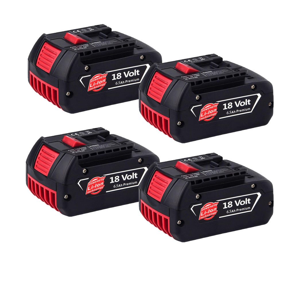 For Bosch 18V Battery Replacement | BAT610G 6.5Ah Li-ion Battery 4 Pack