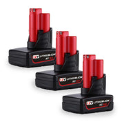 For Milwaukee M12 12V Battery Replacement 5.0Ah Li-ion Battery 3 Pack - Triple-Batteries