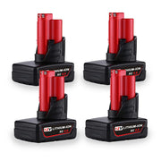 For Milwaukee M12 Battery Replacement | 12V 5.0Ah Li-ion Battery 4 Pack - Triple-Batteries