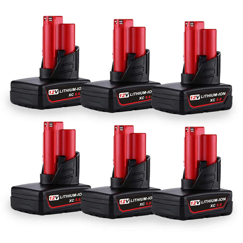 5.0Ah For Milwaukee M12 Battery Replacement | 12V Li-ion Battery 6 Pack - Triple-Batteries