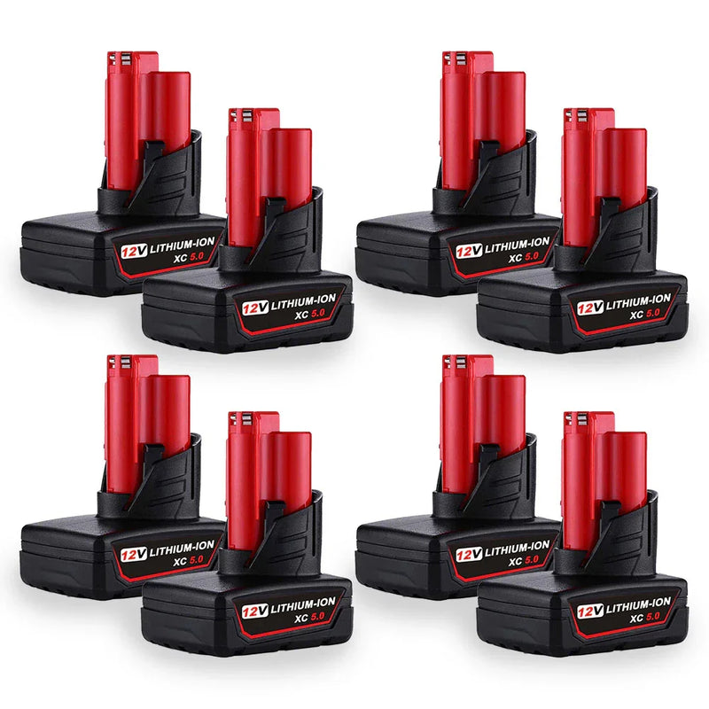 5.0Ah For Milwaukee M12 Battery Replacement | 12V Li-ion Battery 8 Pack - Triple-Batteries