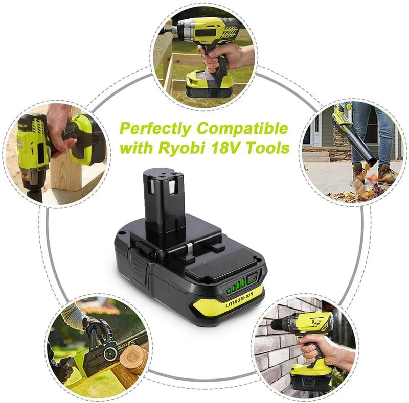 3.6Ah For Ryobi P102 Battery Replacement | 18V Li-Ion Battery 8 Packs - Triple-Batteries