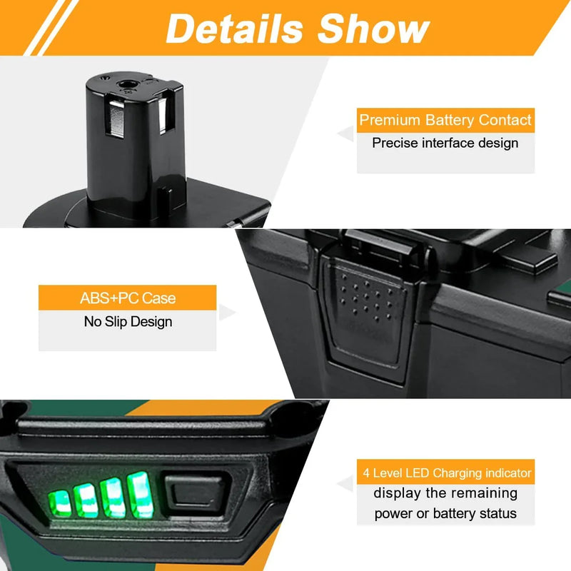 For Ryobi 18V Battery Replacement 6.0Ah | P108 Ryobi Drill Battery 3 Packs - Triple-Batteries