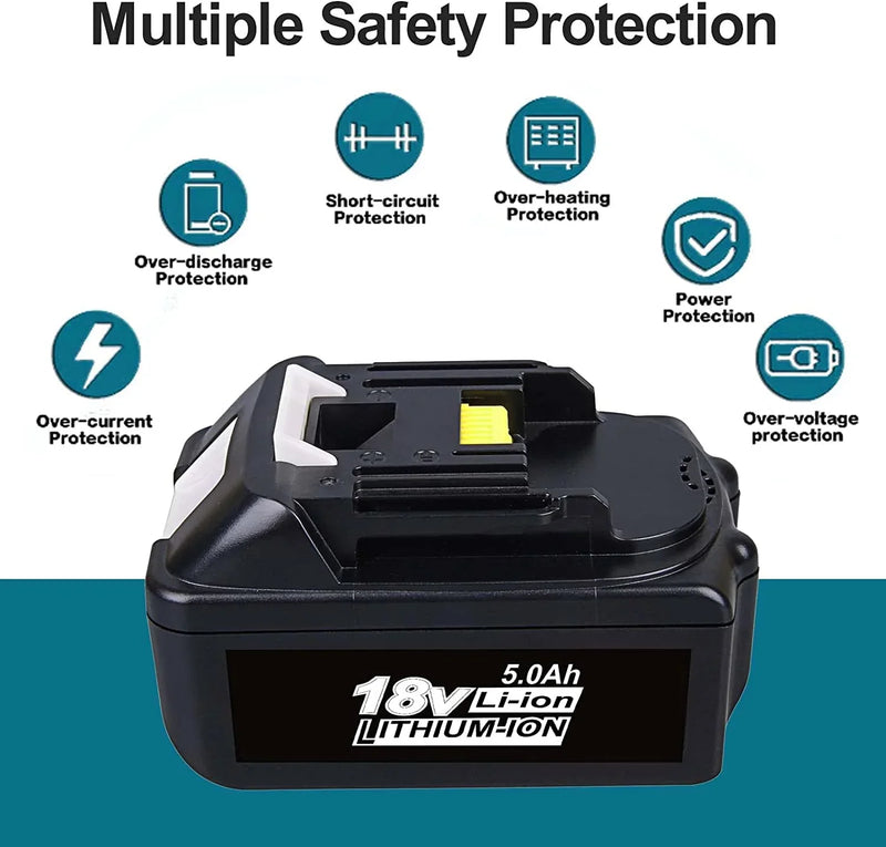 4 Pack For Makita 18V Battery Replacement | BL1850B 5.0Ah Li-ion Battery With LED Indicator I BL1840 BL1850 BL1830 - Triple-Batteries