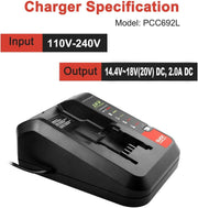 For Porter Cable 20V Battery 3.0Ah PCC680L Li-ion Battery 2 Pack with PCC692L Charger Replace - Triple-Batteries