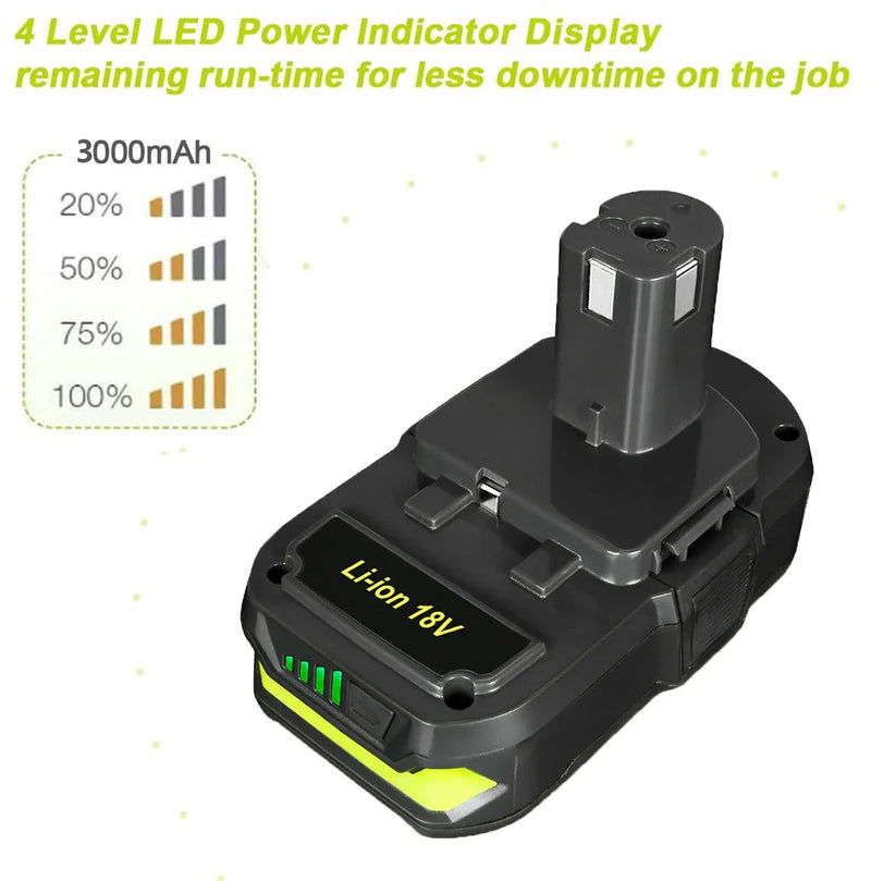 3.6Ah For Ryobi P102 Battery Replacement | 18V Li-Ion Battery 4 Packs - Triple-Batteries