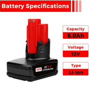 For Milwaukee M12 XC Battery Replacement 6.0AH 2 Pack With Rapid Charger For Milwaukee M12 M18 Battery - Triple-Batteries