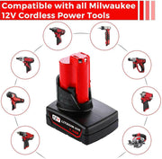 3 Pack 12V 7.0Ah For Milwaukee M12 Li-ion Replacement Battery - Triple-Batteries