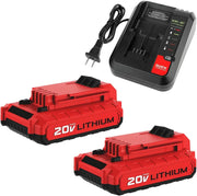 For Porter Cable 20V Battery 3.0Ah PCC680L Li-ion Battery 2 Pack with PCC692L Charger Replace - Triple-Batteries
