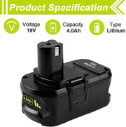 For Ryobi 18V Lithium Battery Replacement | P108 P120 4.0Ah Battery 2 Pack - Triple-Batteries
