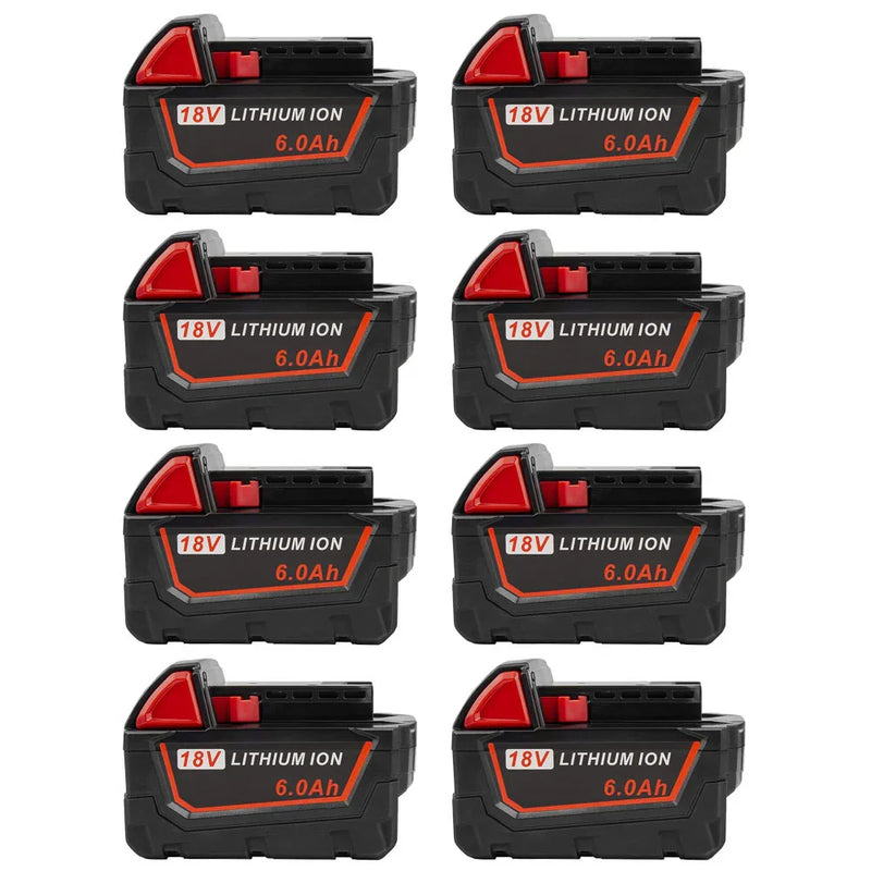 6.0Ah For Milwaukee M18 Battery Replacement | 18V 6.0Ah Li-ion Battery 8 Pack - Triple-Batteries