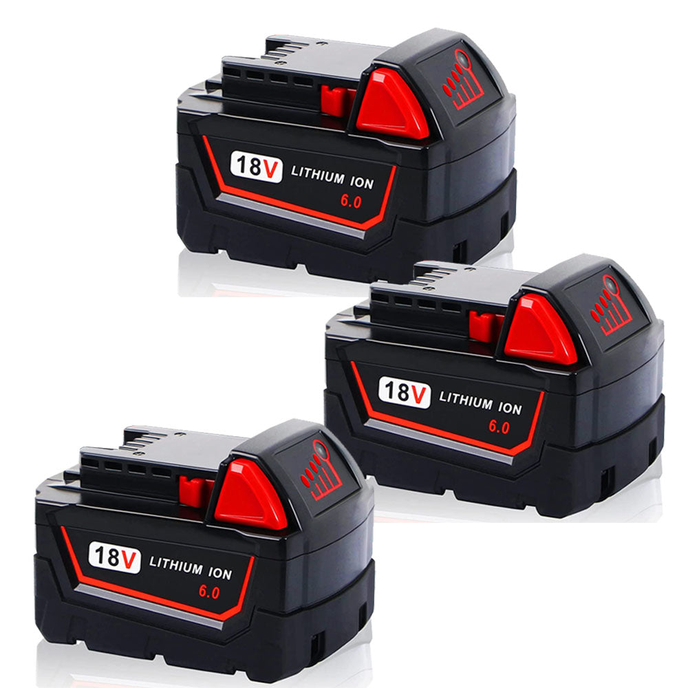 For Milwaukee M18 18V Battery Replacement 6.0Ah Li-ion Battery 3 Pack