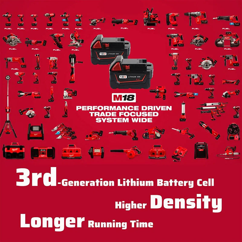 6.0Ah For Milwaukee M18 Battery Replacement | 18V 6.0Ah Li-ion Battery 8 Pack - Triple-Batteries