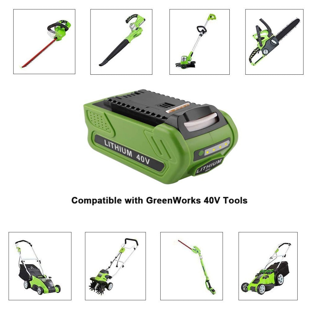 GreenWorks 40V 6.0Ah Battery Replacement | Lithium Battery 29472 29462 Battery For GreenWorks 40V G-MAX Power Tools | 29252 20202 22262 25312 25322 20642 22272 27062 21242 | tools