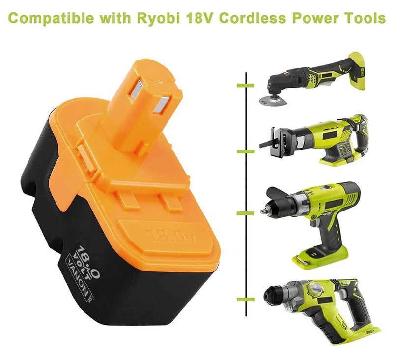 2 Packs For Ryobi 18V P100 Battery Replacement | 4.8Ah Ni-MH Battery - Triple-Batteries