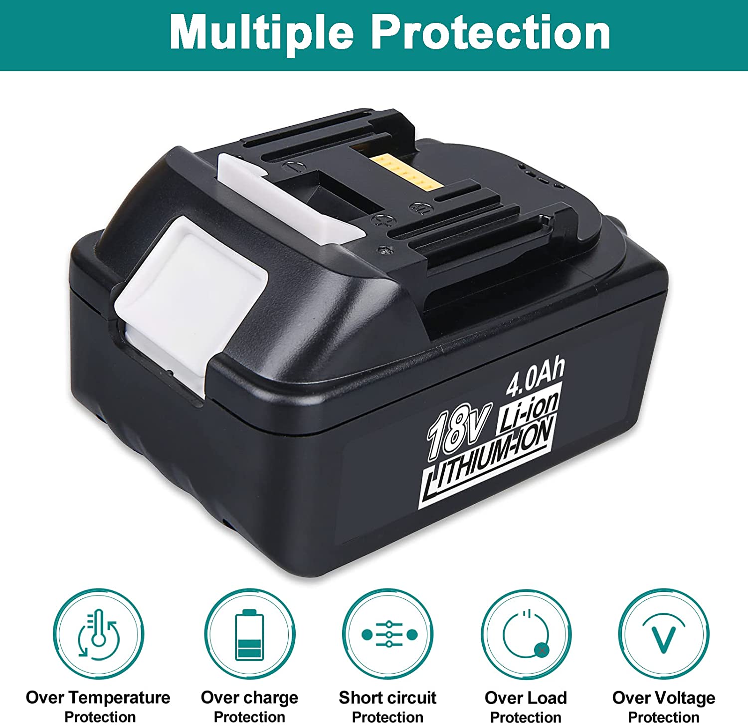 3 Pack For Makita 18V Battery Replacement | BL1840B 4.0Ah Lithium BL1830 BL1840 BL1845 Battery