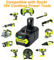 For Ryobi 18V Battery Replacement 6.0Ah | P108 Ryobi Drill Battery 3 Packs - Triple-Batteries