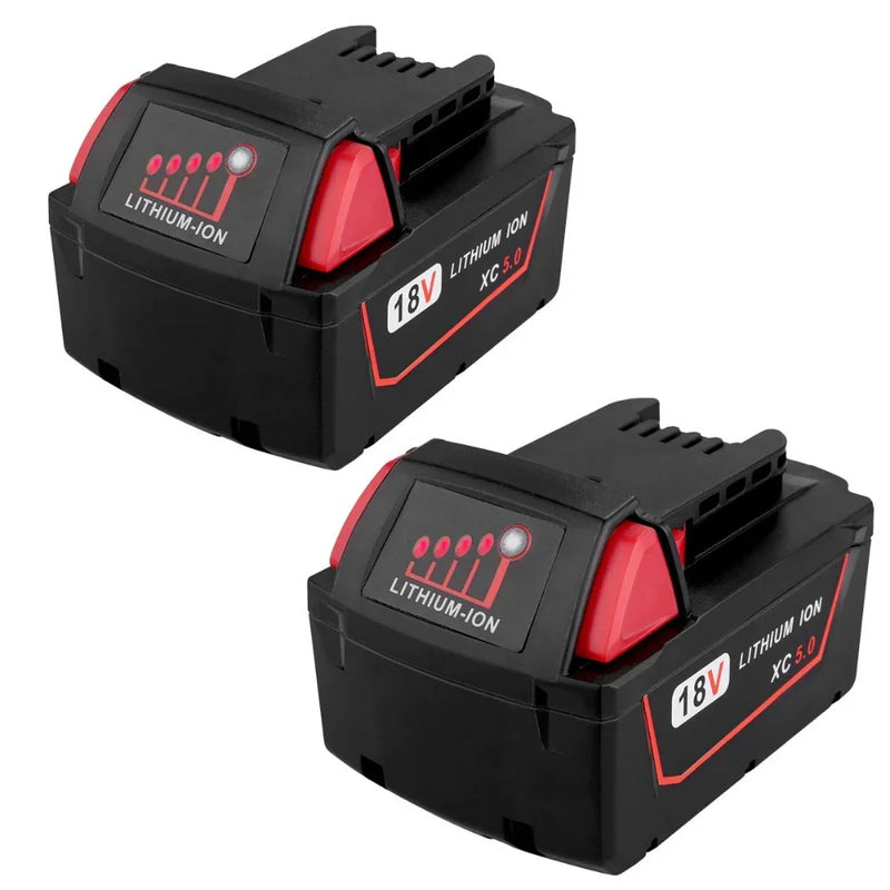 2 Pack For Milwaukee 18V 5.0Ah M18 Replacement Battery | Cordless Power Tools 18V XC Lithium Battery - Triple-Batteries