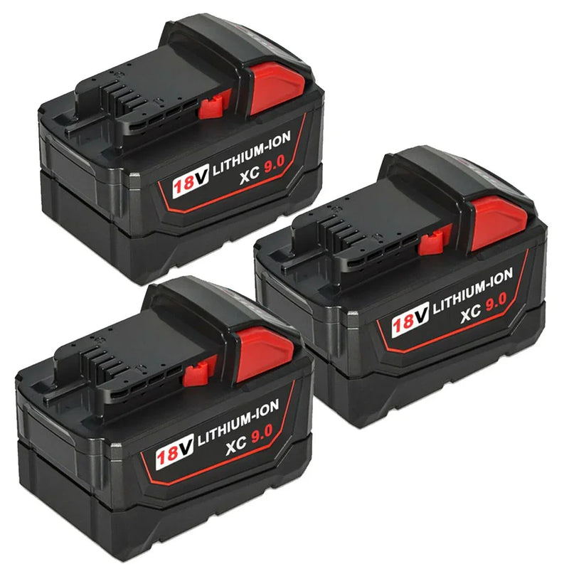 For Milwaukee M18 Battery Replacement | 18V 9.0Ah Li-Ion Battery 3 Pack - Triple-Batteries