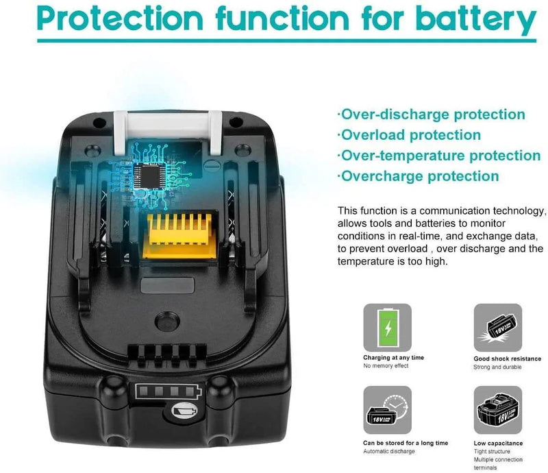 6.0Ah For Makita 14.4V Battery Replacement | BL1460B BL1440B BL1430B Li-ion Battery With LED 2 Pack - Triple-Batteries