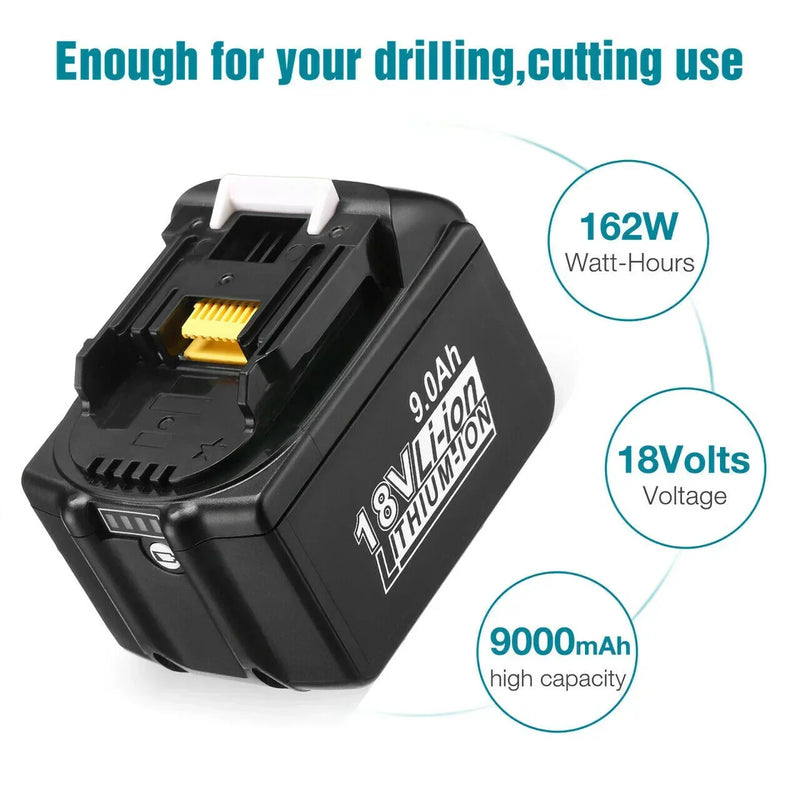 8 Pack BL1890B 18V 9.0Ah Replacement Battery Compatible With Makita | BL1860 BL1850 BL1840 BL1890 LXT Li-ion Battery - Triple-Batteries