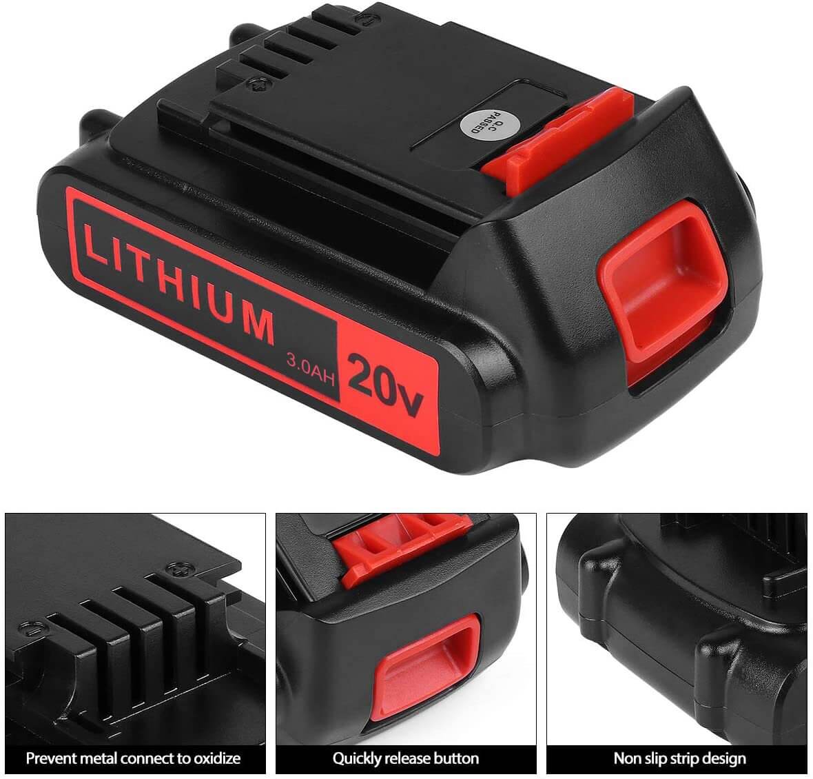 For Black and Decker 20V Battery Replacement | LBXR20 3.0Ah Li-ion Battery 3 Pack