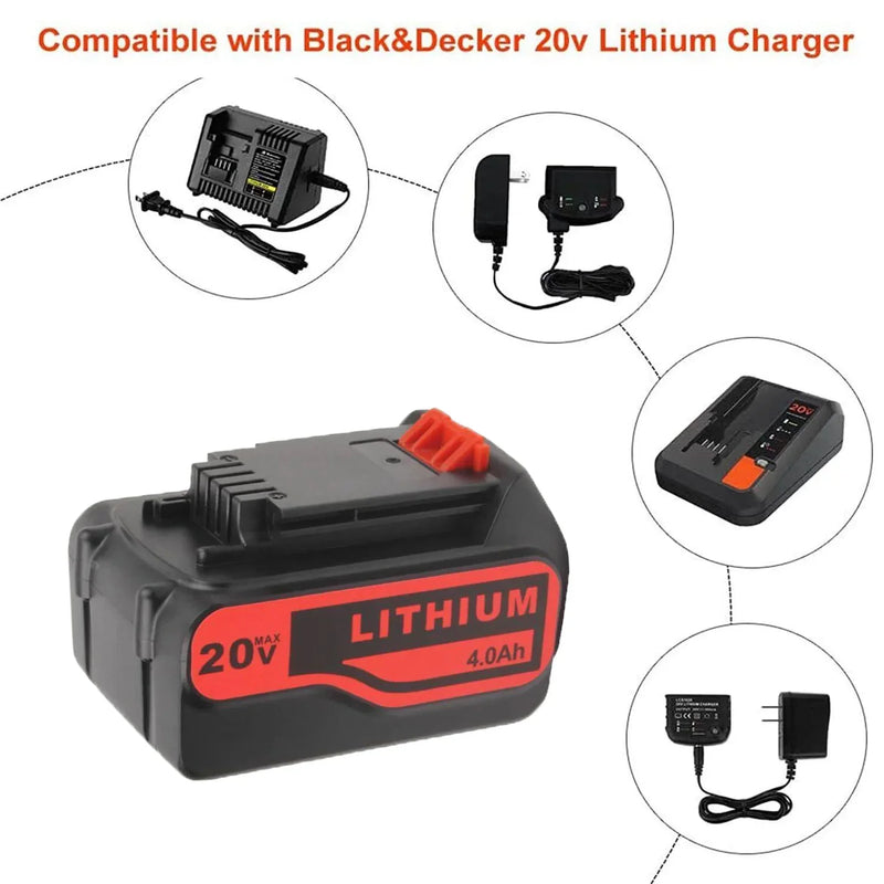 For Black and Decker 20V Battery Replacement | LB20 LBX20 LBXR20 4.0Ah Lithium-Ion Battery 4 Pack - Triple-Batteries