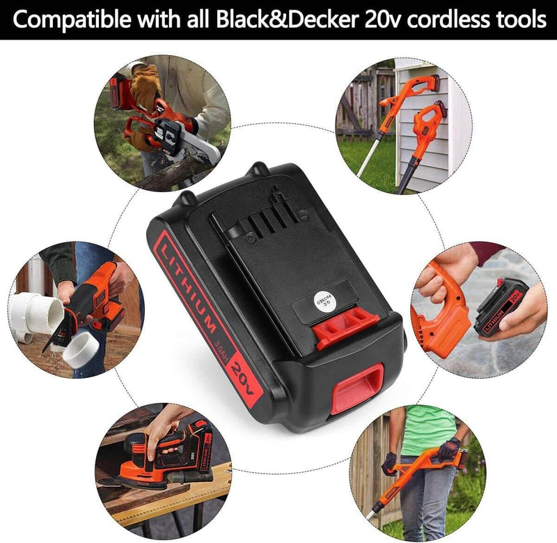 For Black and Decker 20V Battery Replacement | LBXR20 3.0Ah Li-ion Battery 3 Pack - Triple-Batteries