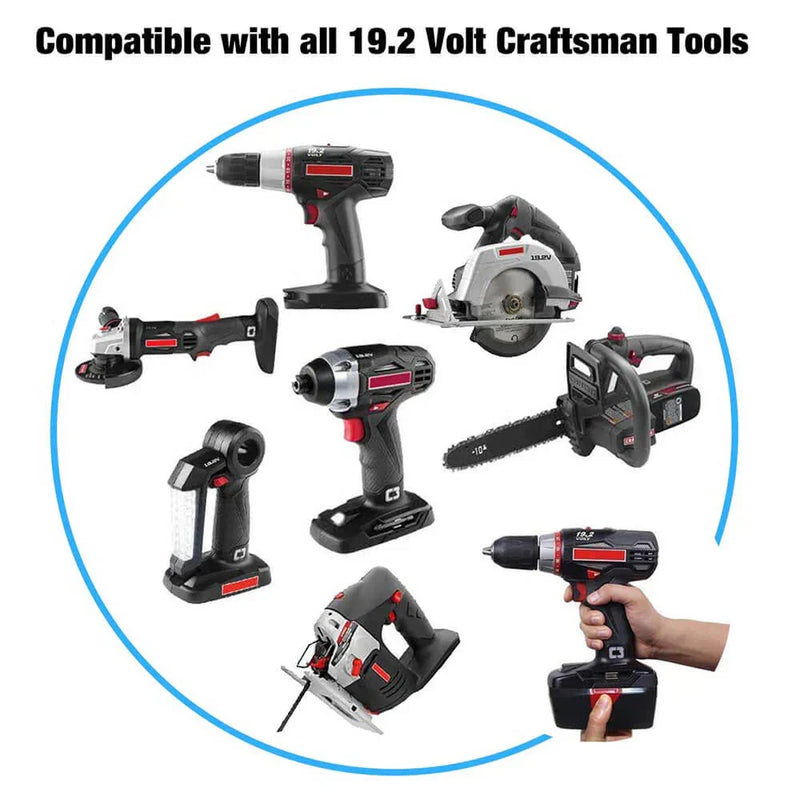 For Craftsman 19.2V Battery Replacement | 130279005 4.0Ah Battery 2 Pack - Triple-Batteries