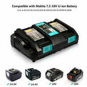 For Makita 18V Battery Charger | DC18RD Dual Port Rapid Charger for BL1850 BL1830 Lithium-Ion Battery - Triple-Batteries