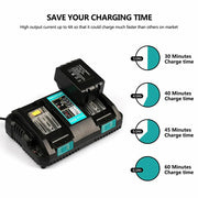For Makita 18V Battery Charger | DC18RD Dual Port Rapid Charger for BL1850 BL1830 Lithium-Ion Battery - Triple-Batteries
