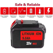9.0Ah For DeWalt 20V Battery Replacement | Max XR Li-ion Battery DCB209 DCB205 DCB200 2 Pack - Triple-Batteries