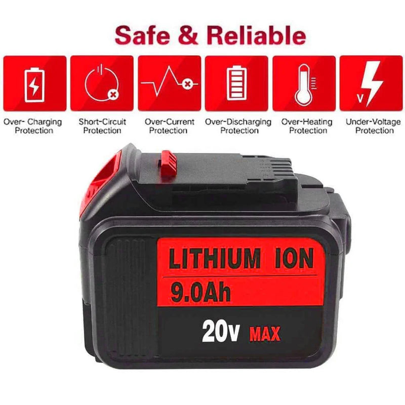 9.0Ah For DeWalt 20V Battery Replacement | Max XR Li-ion Battery DCB209 DCB205 DCB200 2 Pack - Triple-Batteries