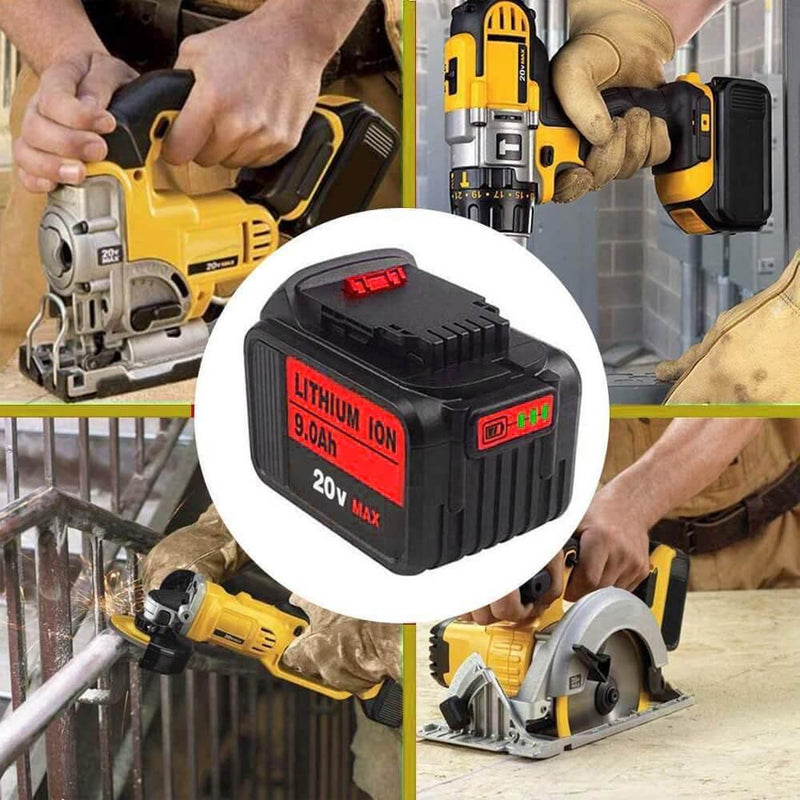 9.0Ah For DeWalt 20V Battery Replacement | Li-ion Battery DCB200 DCB204 DCB206 DCB205 8 Pack - Triple-Batteries