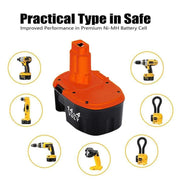 For Dewalt 14.4V Battery Replacement | DC9091 4.8Ah Ni-Mh Battery 4 Pack - Triple-Batteries