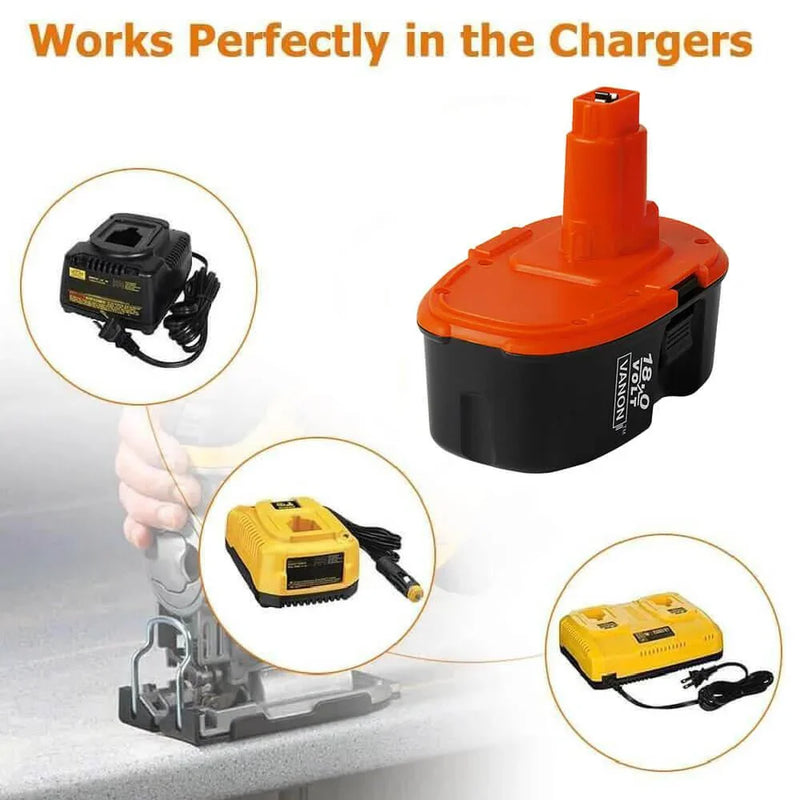 For Dewalt 18V XRP Battery Replacement | DC9096 4.6Ah Ni-MH Battery 2 Pack - Triple-Batteries