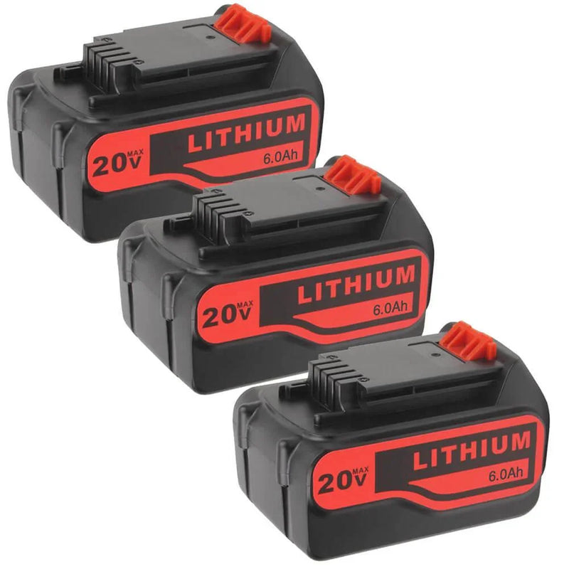 6.0Ah For Black and Decker 20V Battery Replacement | LBXR20 LBX20 LB2X4020 Lithium Battery 3 Pack - Triple-Batteries
