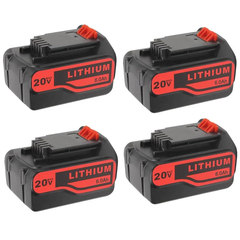 For Black and Decker 20V 6.0Ah Battery Replacement | LBXR20 LB2X4020 Lithium Battery 4 Pack - Triple-Batteries