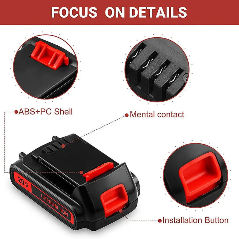 For Black and Decker 20V Battery Replacement | LBXR20 3.0Ah Li-ion Battery - Triple-Batteries