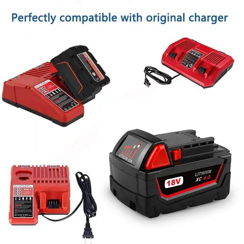 For Milwaukee M18 Battery Replacement | 18V XC 4.0Ah Li-Ion Battery 8 Pack - Triple-Batteries