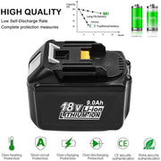 2 Pack For Makita 18V 9.0Ah Battery Replacement | BL1860 BL1850 BL1840 BL1890 LXT Li-ion Battery - Triple-Batteries