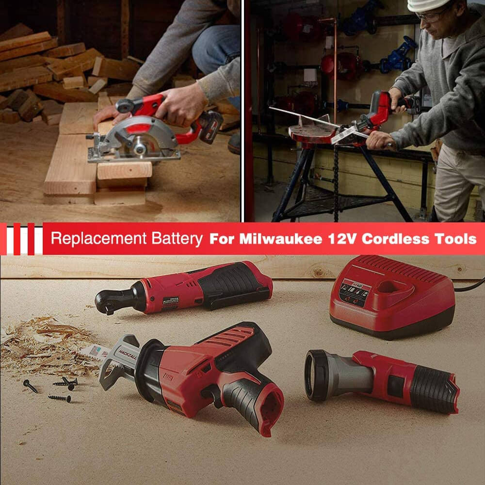 For Milwaukee M12 Battery Replacement | Milwaukee 12V 7.0Ah Li-ion Battery 4 Pack
