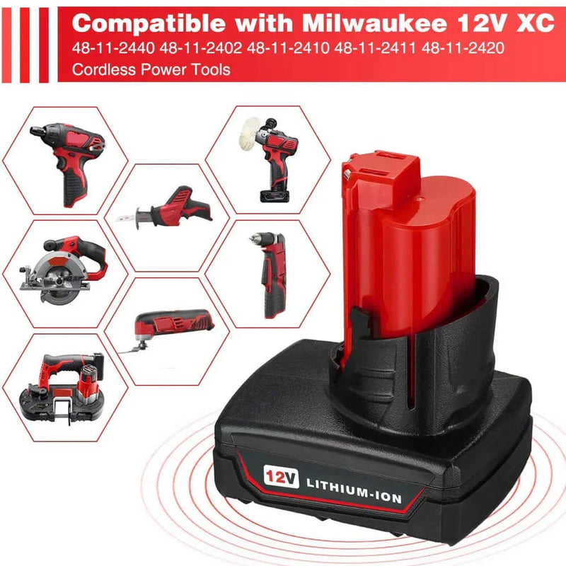For Milwaukee M12 6.0Ah Battery Replacement | Milwaukee 12V 6.0Ah Li-ion Battery 2 Pack - Triple-Batteries