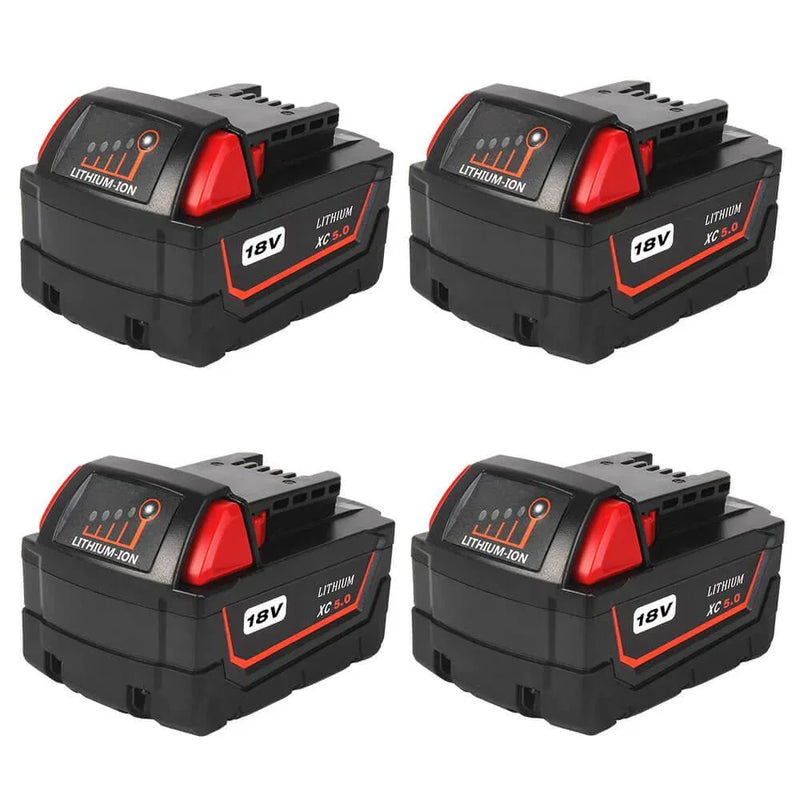 For Milwaukee 18V 5.0Ah XC Battery Replacemen | M18 Li-ion 4 Pack - Triple-Batteries