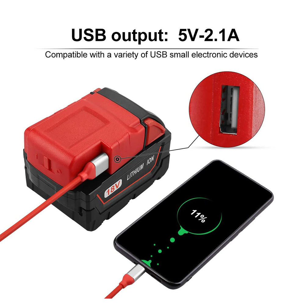 18V USB Battery Adapter for Milwaukee Li-ion Battery- Phones iPads Radios Charger Adapter