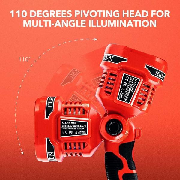 LED Work Light Power By Milwaukee M18 18V Li-Ion Battery 1120LM 12W with 2 Pack M18 6.0Ah Battery Replacement